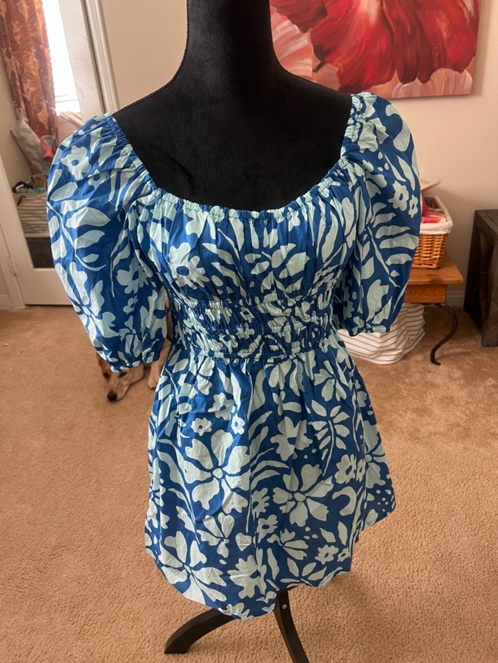 Faithfull the Brand Blue & Light Blue Floral Mini Dress